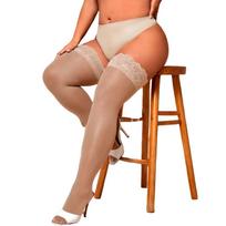 Black White Thigh High Garter Stockings With Anti-Slip Ultra Thin Over Knee Girls Lolita Lace Socks For Women Plus Size 40-100kg(80-220 Lbs) beige