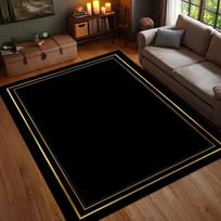 Modern Black Gold Area Rug Minimalist Frame Carpet Luxury Elegant Floor Mat Digital Printed Glam Home Decor 43X120CM brown