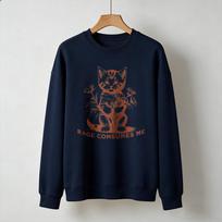 Rage Consumes Me Vintage Kitten Rose Graphic Sweatshirt Retro Cat Floral Print Pullover Funny Dark Humor Casual Loose Sweatshirt XL gray