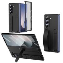 Originalus dėklas telefonui Samsung Galaxy Z Fold 7 6 Silikoninis dėklas Apsauginis dangtelis su stovu Z Fold6 Silikoninis rankenos dėklas EF-MF956 Z Fold7&No Protective Film juoda