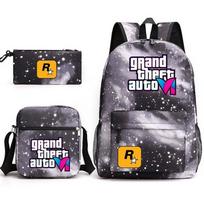 GTA tematikos studentų kuprinės rinkinys su petine taše ir pieštukine - Oksfordo audinys, pralaidus orui, patvarus, vidurinė mokykla Stellar Gray 4