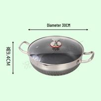 Stainless Steel Non-Stick Double-Ear Frying Pan for Induction and Gas Cookers 30cm gray