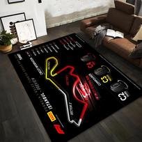 Race Track Design with Tire Details Non-slip rug suitable for living room and bedroom sofas. 120x160cm( 47x62in )