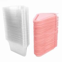 100pcs PET Triangle Cake Slice Box Airtight Transparent Cake Slice Box Odorless Stackable Cake Slice Container Party Serving rožinė