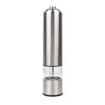 1Pcs Stainless Steel Automatic Spice Mill With Led Indicator Light Battery‑Powered Salt And Pepper Grinder For Home Kitchen A2 gray