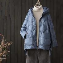 Winter Women White Duck Down Jacket Casual Loose Fashion Outwear Hooded Puffer Coat Short Light Warm Parka S gray