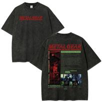 Metal Gear Solid MGS1 Solid Snake Game Vintage Washed T-shirts Men Women Clothing Fashion Retro Oversized Short Sleeve T Shirt 2XL black