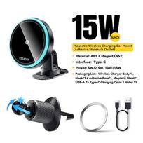 Essager 15w Wireless Magnetic Car Phone Holder Adjustable 360 Degrees Car Charger For Iphone15 14 13 Pro Samsung Universal Phone Paste and vent type juoda