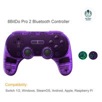 8BitDo Pro 2 Bluetooth Controller Hall Effect Joystick Gamepad for Apple Nintendo Switch 2 PC MacOS Android Steam Deck violetinė