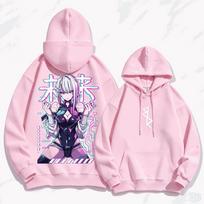 Cyberpunk Edgerunners Graphic Hoodies Autumn Winter Men Manga Vintage Oversized Unisex Streetwear Trendy Sports Graphic Y2k Short Sleeves Classic M white