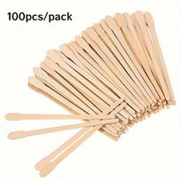 100pcs Wooden Wax Sticks Disposable Hair Removal Wax Spatula Face Eyebrows Lip Waxing Applicator for Spa and Home Beauty Use beige
