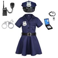 Vaikų policininko kostiumas Mergaitės policininkės persirengimo kostiumas Helovino Cosplay Apsimetinėjimo žaidimo uniforma Karnavalo teminio vakarėlio vaikiškas kostiumas 5-6T ( M ) blue
