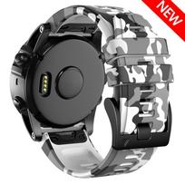 Keičiama 22 mm 26 mm Quickfit kamufliažinė silikoninė apyrankė skirta Garmin Epix Gen 2 Fenix ​​7X 7 6X 6 Pro 5 5X Plus apyrankių dirželiai 22mm Fenix 7 juoda/balta
