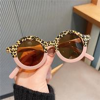 Vaikai Mieli animaciniai apvalūs akiniai nuo saulės mergaitei berniukui leopardo dvigubos spalvos vintažiniai akiniai nuo saulės UV apsauga klasikiniai vaikiški akiniai nuo saulės beige