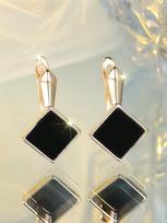 Korean Minimalist Black Rhombus Ear Cuffs - Elegant and Versatile Design. gray