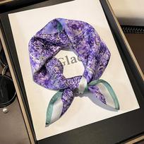 Scarf 100% Silk Bandana Women Square Scarves Wrap Kerchief Mulberry Spring Fashion Luxury High Quality Headband Hijab Shawls Real Silk 53x53cm gray