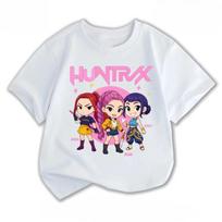 K-pop Demon Hunters Printed Children T-shirt Summer Girls Boys Fashion Casual Kawaii Short Sleeve Kids T-shirt 150 balta