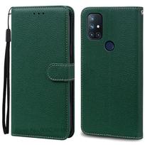 Nord N10 dėklas Oneplus Nord N10 5G dėklui Odinis atverčiamas piniginės dangtelis Oneplus Nord N10 dėklui Minkšto silikono knygos dangtelis Fundas Oneplus Nord N10 5G tamsiai žalia spalva