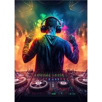 Neoninis dizainas, muzika, šaunus DJ ausinių plakatas, drobės paveikslas, abstraktus sienų menas, skirtas moderniam baro klubo kambario namų dekorui, be LED 50x75cm No Frame orange