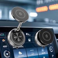Automobilinis dulkių siurblys Magnetinis prietaisų skydelio laikiklis - Besisukantis, Daugiafunkcis telefono laikiklis gray