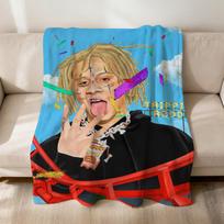 singer cool pop art T-Trippie R-Redd Flannel soft warm plush blanket sofa living room pet hogar bedroom gift home Car portable 75x90cm blue