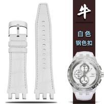 Swatch SVG Mechaninei laikrodžio apyrankei SVGK403/407 SVGB400 402 408 Odinis laikrodis su vyrišku 22 mm dirželiu 22mm white