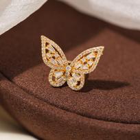 Zircon Butterfly Ear Cuff: Elegant, Non-Piercing Earrings for Women brown