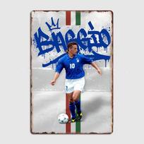 Roberto Baggio Football Player Retro Metal Poster Sign Garage Club Custom Wall Decor Tin Room Decor Home Decor 20x30cm（7.8x11.8inch） blue