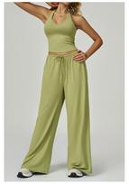 Custom Quick-Dry Yoga Set: V-Back Camisole & Wide-Leg Pants for Running & Fitness Large laimo žalia spalva