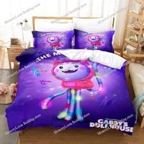 Gabby Dollhouse Bedding Set 3D Printed Cartoon Duvet Cover Double Twin Full Queen King Adult Kids Bedclothes Quilt Cover 135x200cm gray