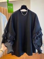 French super fairy lace fungus edge splicing T-shirt women's long sleeves 1116 new loose casual beautiful crew neck top 2XL juoda