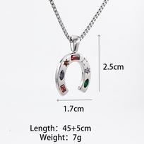 18K Gold-Plated Stainless Steel Kaleidoscope Horseshoe Couple Necklace white
