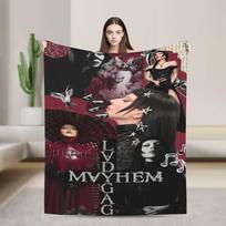 Lady Gaga Mayhem 2025 Album Blanket Soft Warm Plush Throw Blanket For Living Room Travel Office Flannel Bedspread Bed Cover 100x150cm black