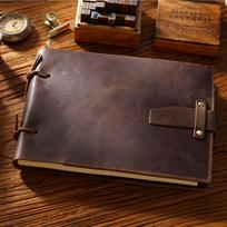 Vintage Handmade Crazy Horse Leather Sketchbook Notebook gray