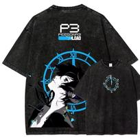 Persona 3 Reload Makoto Yuki SEES JRPG RPG Supernatural Dark Grunge Gothic Vintage Washed Distressed Retro Harajuku Aesthetic 100 black