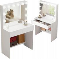 Makiažo staliukas su LED veidrodžiu, modernus glamūrinis loft stilius