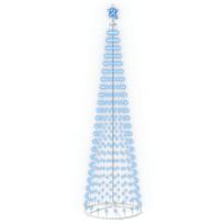 vidaXL LED kūginė kalėdinė eglutė 250 cm 470 LED Mėlyna Plienas Balta