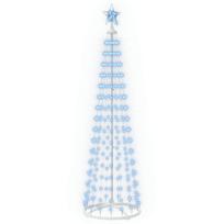 vidaXL LED kūginė kalėdinė eglutė 180 cm 250 LED Mėlyna Plienas Balta