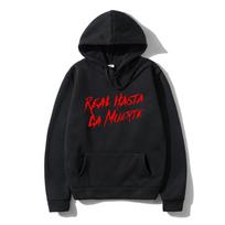 Anuel AA Printed Hoodies Sweatshirt Coat Real Hasta La Muerte Casual Tracksuit Costume Unisex Clothing Anime Pullover Hoodie M black