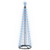 vidaXL LED kūginė kalėdinė eglutė 180 cm 250 LED Mėlyna Plienas Balta