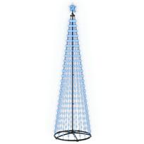 vidaXL LED kūginė kalėdinė eglutė 250 cm 470 LED Mėlyna Plienas Balta