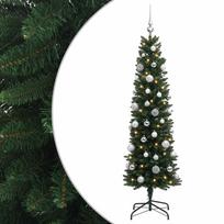 vidaXL Dirbtinė siaura kalėdinė eglutė su žaisliuku 150 cm 150 LED