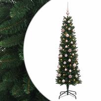vidaXL Dirbtinė siaura kalėdinė eglutė su žaisliuku 120 cm 150 LED