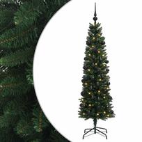vidaXL Dirbtinė siaura kalėdinė eglutė su žaisliuku 120 cm 150 LED