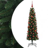 vidaXL Dirbtinė siaura kalėdinė eglutė su žaisliuku 150 cm 150 LED