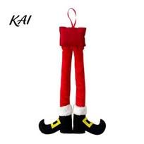 Festive Plush Car Accessory Christmas Elf Legs, Santa Legs Hanging Ornaments, Stuffed Xmas Pendant, Claus Leg Decoration Fun Holiday Decor for Mirror, raudona