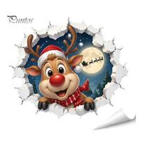Seasonal Wall Murals 3D Christmas Stickers, Self?Adhesive PVC Decals, Reindeer Santa Festive Home Decoration Gingerbread Snowman Xmas Decor C gray