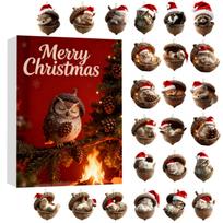 -Day Christmas Advent Calendar with Acrylic Forest Animal Ornaments, Hanging Tree Decorations, Holiday Countdown Gift Box One Size brown
