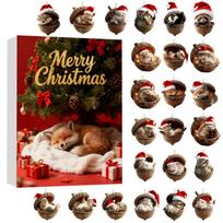 -Day Christmas Advent Calendar with Acrylic Forest Animal Ornaments, Hanging Tree Decorations, Holiday Countdown Gift Box One Size