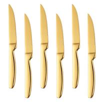 420 Stainless Steel Western Food Tableware Household Serrated Steak Knife Gold 6 Pack